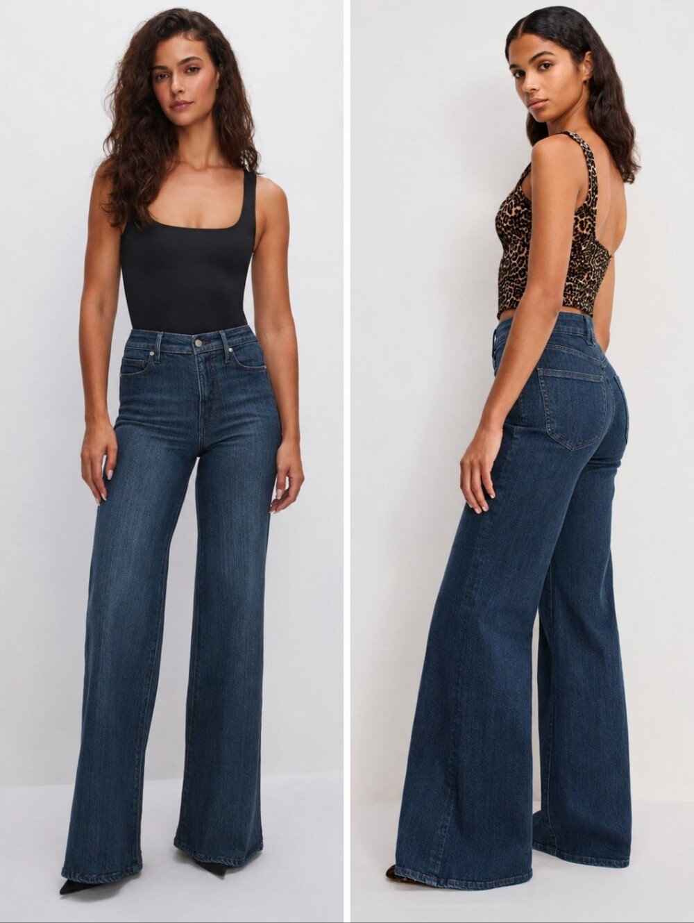 ❤️ NWOT! GOOD AMERICAN GOOD WAIST HIGH RISE WIDE LEG PALAZZO JEANS, 8 (29)